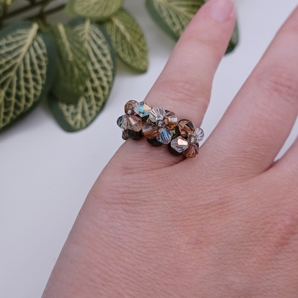 Handcrafted Crystal Flower Ring